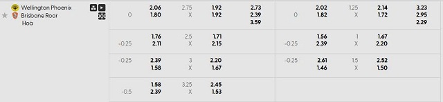 Bảng kèo mới nhất trận Wellington Phoenix vs Brisbane Roar Bảng kèo mới nhất trận Wellington Phoenix vs Brisbane Roar